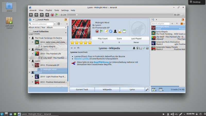 KDE のオーディオプレイヤー Amarok 。