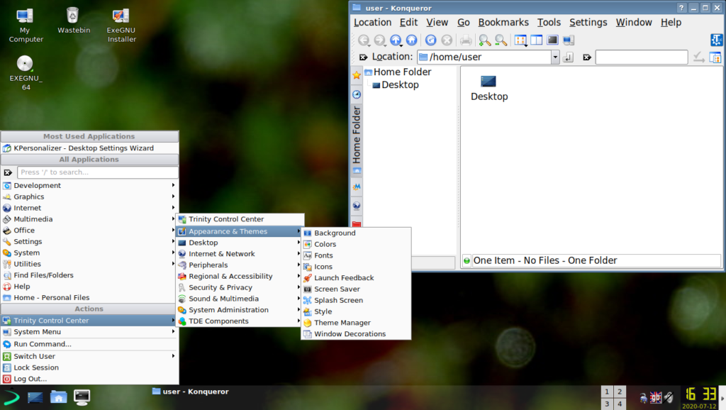 一言レビュー: Exe GNU/Linux 20200707